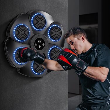 Музична боксерська машина Vulaop з LED підсвіткою та рукавичками, 9 режимів швидкості та Bluetooth, для тренування реакції та координації