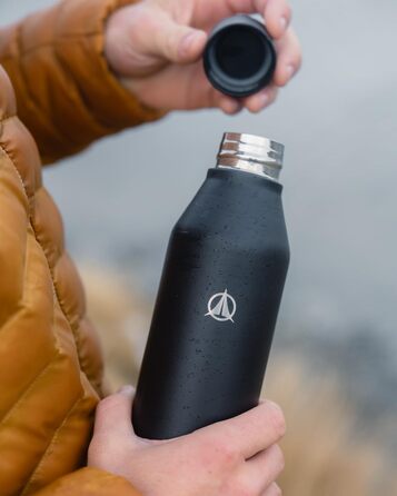 Термобутилка Terra Peak Premium 500 мл з нержавіючої сталі, подвійні стінки, герметична, для газованої води, ізольована, зберігає 24 год холод і 12 год тепло, спортивна пляшка для води, фітнесу та туризму
