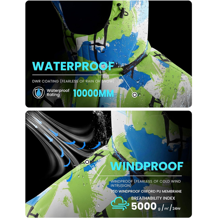 Чоловіча водонепроникна лижна куртка WUFU, тепла зимова модель, вітрозахисний Windbreaker Hebau (XL, Digitaldruck-02)