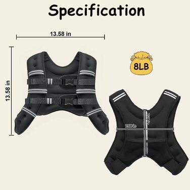 Утяжелитель жилет чоловічий та жіночий з світловідбиваючими смугами для бігу, фітнесу, силових тренувань (3.6 кг)