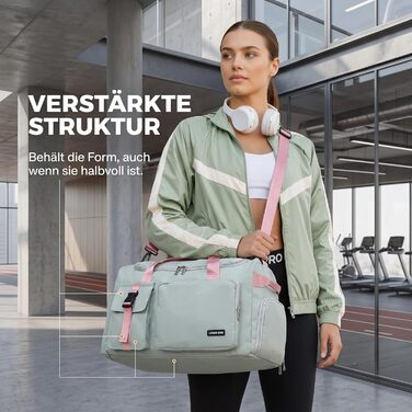 Спортивна сумка Suweir 42L для подорожей та фітнесу з відділенням для взуття та вологих речей, водонепроникна сумка-рюкзак для тренувань, м'ятно-зелена