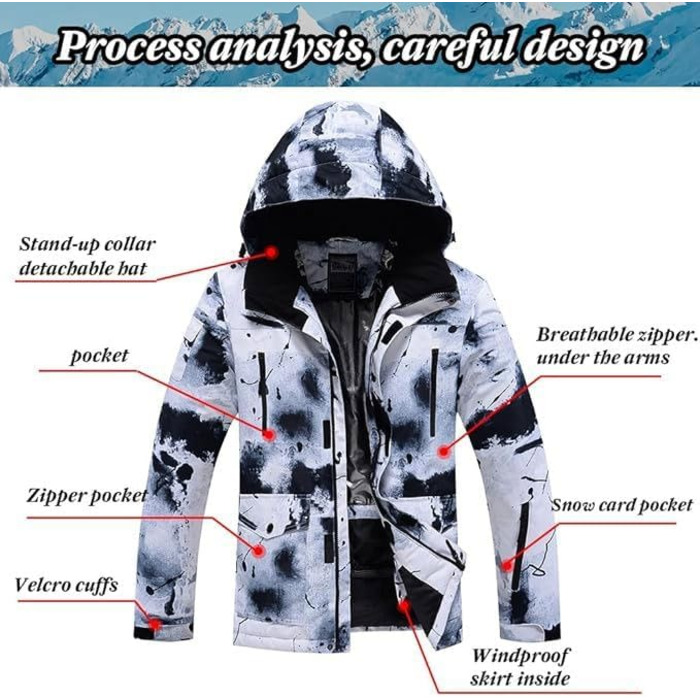 RIUIYEE Комплект чоловічий: куртка та штани для катання на лижах та сноуборді, тепла, з підігрівом, водонепроникна, для зими, XXL