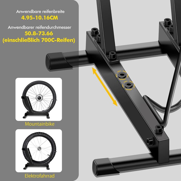 Стійка для велосипедів та електровелосипедів Mimoke, сталева, регульована, для коліс 20-29 дюймів, до 38 кг, для гаража та підвалу