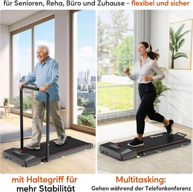 Біговий доріжка для дому та офісу, складний Walking Pad та стіл-біговий доріжка 3-в-1, тихий та компактний, з пультом дистанційного керування та амортизацією, Desk Treadmill, 1–8 км/год, FunLife F1 Blue