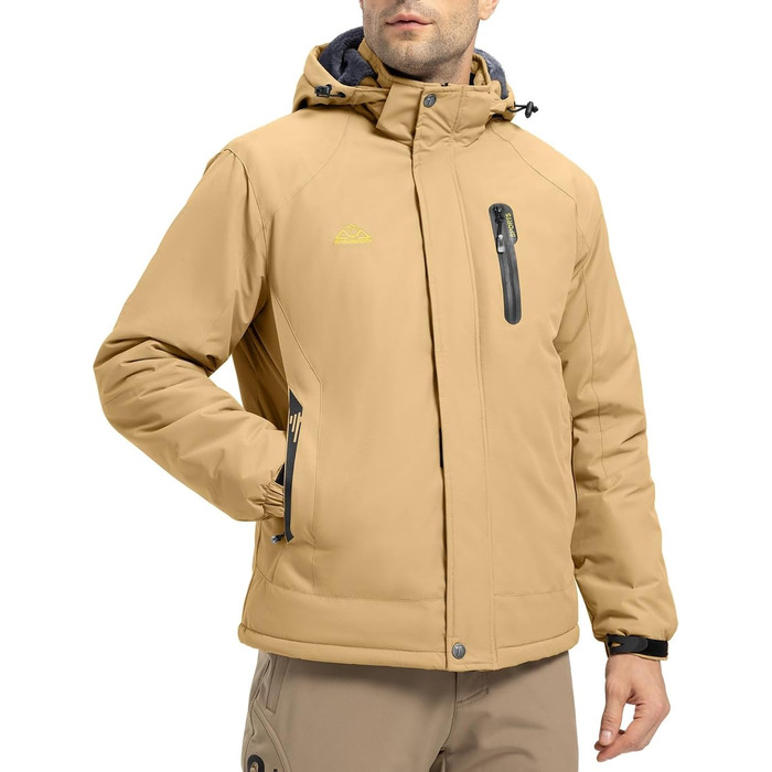 Чоловіча зимова куртка Ysento: водонепроникна, тепла, з флісовою підкладкою, софтшелл, для активного відпочинку, катання на лижах та сноуборді, з капюшоном, колір хакі, розмір L