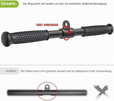 Набір насадок SELEWARE для тренажера: трицепсний канат, рукоятка з подвійним D-позгривом та пряма штанга (56 см) з прогумованим руків'ям для кабельних машин та домашнього спортзалу