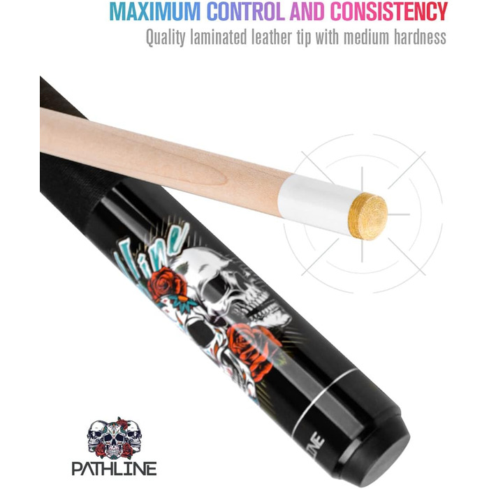 Більярдний кий Pathline Billard-Queuestab: канадський клен, 13 мм наконечник, чорний/молот, 20oz