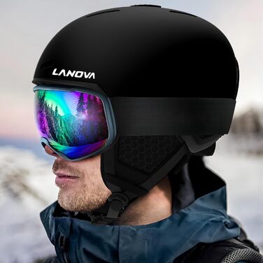 Шолом для сноуборду та гірських лиж, чорний, унісекс, з вентиляцією та знімними навушниками