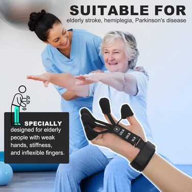 Розвантажувач пальців, тренажер сили хвата для літніх людей, 3 рівні, регульовані, для фізіотерапії