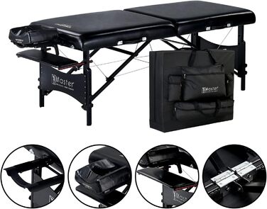 Масажний стіл Master Massage Galaxy, чорний, 80x200 см, мобільний, з підсвіткою
