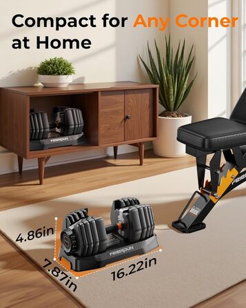 Набір гантелей FEIERDUN регульовані, 2.3 - 24 кг, 15 в 1, з антиковзними ручками та піддоном, для дому, фітнесу та силових тренувань, унісекс