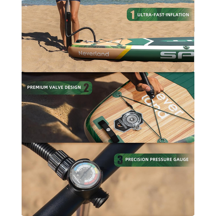 Надувне SUP-борд для дорослих, 204 кг, з сумкою та веслом (Хвойний)