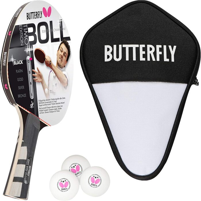 Настільний тенісний ракетка Butterfly Timo Boll Black 85030, професійна, ITTF сертифікований накладка Wakaba, анатомічна ручка, для досвідчених гравців