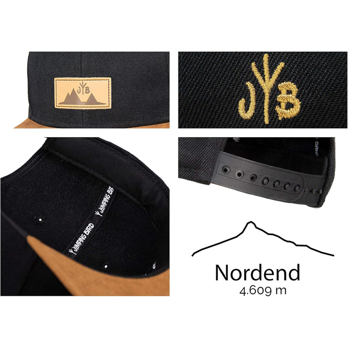 Унісекс кепка-снапбек Jumping Bird чорна, регульована бейсболка для активного відпочинку