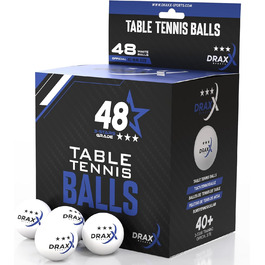 Турнірні м'ячі для пінг-понгу 48 шт. ITTF, 40+ мм, білі – для гри, тренувань, змагань