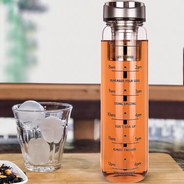 Скляна пляшка DEARRAY 1 л з фільтром для чаю та кави, BPA Free, чорна, термостійка, для холодного заварювання та напоїв на ходу