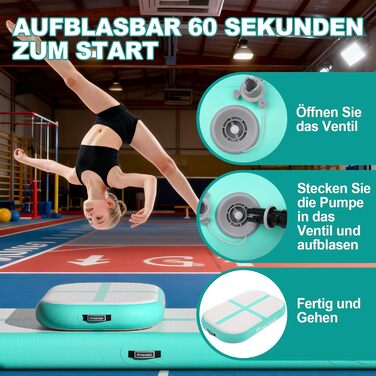 FBSPORT Килимок для гімнастики та йоги, 60x100x20 см, зелений, з насосом та сумкою