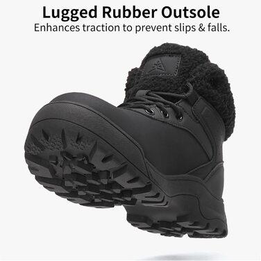 Зимові черевики жіночі снігоступи на шнурівці з антиковзким покриттям, тепла підкладка з хутром (42 EU, Чорний)