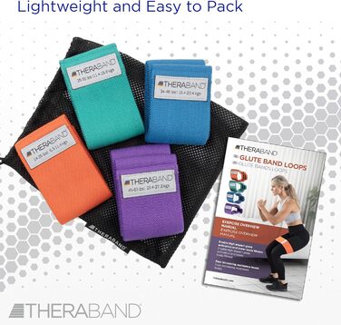 TheraBand Гумові петлі для сідниць та ніг (4 шт.) - еластичні стрічки для фітнесу вдома та подорожей, для чоловіків та жінок