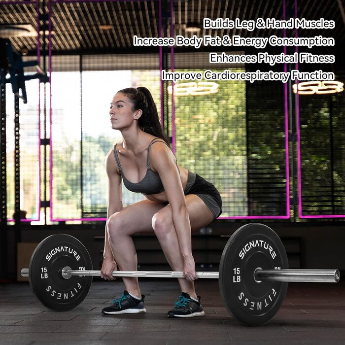 Олімпійські диски для штанги Signature Fitness 5.1 см зі сталевою втулкою, комплект 22,7 кг (2×4,5 кг, 2×6,8 кг)