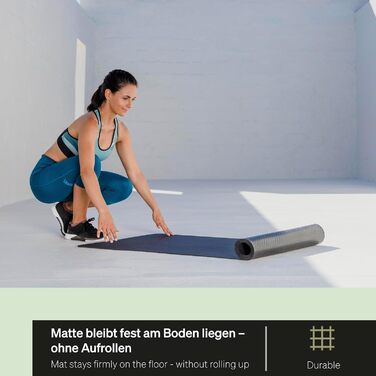 Фітнес-мат BLACKROLL® MAT 65x185 см, нековзкий килимок для йоги, пілатесу та тренувань, структурована поверхня, амортизація, чорний, вироблено в Німеччині
