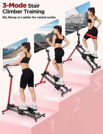 Сходи-степер YOLEO з регульованим опором для дому, компактний кардіо-тренажер, 3 режими тренувань, великі платформи, 90% зібраний, з ручкою
