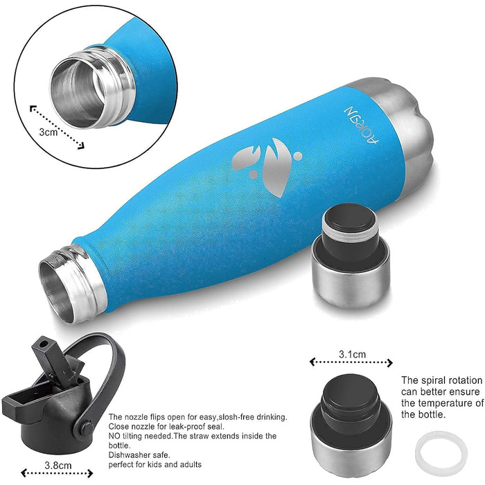 Термос AORIN вакуумний ізольований, 350/500/750 мл, пляшка для води, BPA Free, 24 год холоду та 12 год тепла, для дітей, школи, спорту, фітнесу, велосипеда, на вулицю