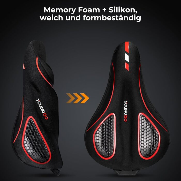 Покриття для велосипедного сидіння YOUNGDO, ергономічний гелевий чохол, м'яке та комфортне, з дощовим захистом, для жінок та чоловіків, червоний, вузький