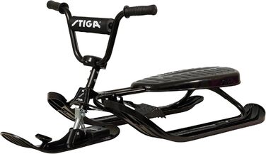 Санки STIGA Snowracer Curve SX з BMX-рулем, сталевою рамою, гальмом і тросом, керовані, для дітей від 7 років і дорослих, до 90 кг, чорні