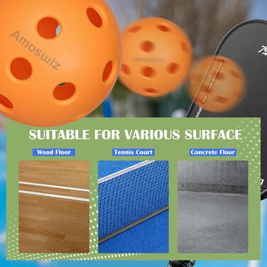 Набір м'ячів для піклболу (6 шт.) з сумкою для сітки, 26 отворів, для тренувань та турнірів (Оранжевий)