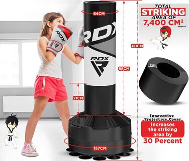 Дитячий боксерський мішок RDX 4FT із стійкою, сірий, для боксу, кікбоксингу, MMA, з тренувальними рукавичками, для дому та спортзалу