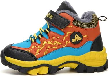Зимові дитячі черевики для хлопчика: трекінгові, для хайкінгу, туристичні, водонепроникні, антиковзаючі, розмір 30-40 EU, зелені та помаранчеві