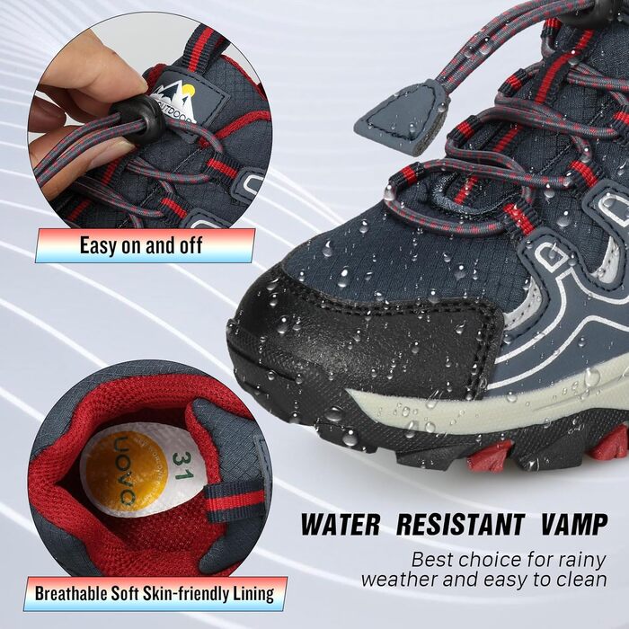 Дитячі кросівки UOVO для бігу та трекінгу, водонепроникні, розмір 27-40, кольори: блакитний, вишневий