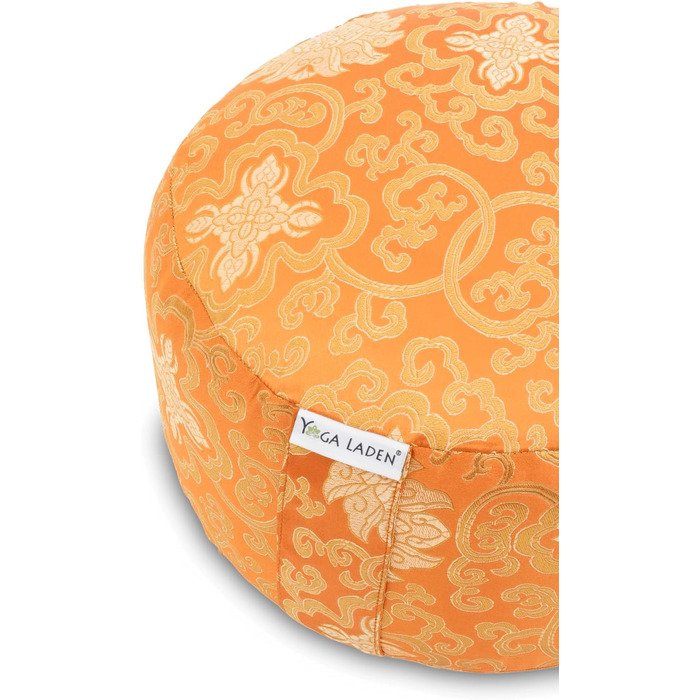 Йога-подушка для медитації з шовковистої тканини, 15 см - знімний чохол, наповнювач з органічної гречки, помаранчевий колір