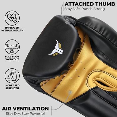 Боксерські рукавички Mytra Fusion 10oz/12oz/14oz/16oz для боксу, MMA, спарингу, муай тай, кікбоксингу - Чорно-золоті