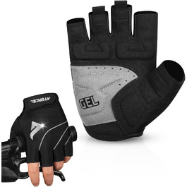 Велосипедні рукавички ATERCEL для чоловіків та жінок, 5 мм SBR-подушка, дихаючі спортивні рукавички, амортизуючі MTB-рукавички, чорний, XL