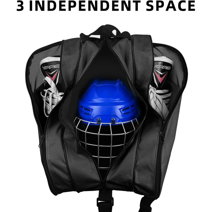 Сумка для ковзанів VPRO: для ковзанярства на льоду та роликів, з ремінцем, чорна