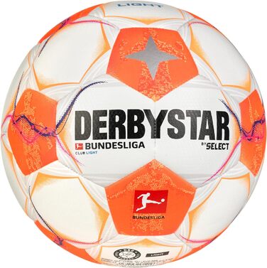 Футбольний м’яч Derbystar Bundesliga Club Light V24, розмір 4, біло-оранжево-рожевий, для юніорів, унісекс