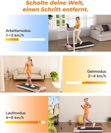 Walking Pad Lacuffy 2.5 HP: біговий доріжки для дому зі столом та Smart App, до 136 кг (Золотий, 80 см)