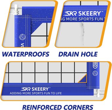 Професійний волейбольний комплект Weiss: сітка 32x3.3FT з двома сталевими тросами та бічними стійками для двору, школи, майданчика