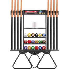 Стенд для київ Leogreen на 8 київ, 18 куль, 3 підставки для куль та рулон паперу. Настінний органайзер з дерева для більярдних кімнат, барів та клубів