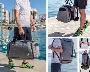 Спортивна сумка Bearformance Ultimate XXL 70 л, чорна, з рюкзачними лямками, взуттєвим та вологим відділенням, для чоловіків і жінок, для спорту, тренувань, залу, подорожей, з переробленого ПЕТ