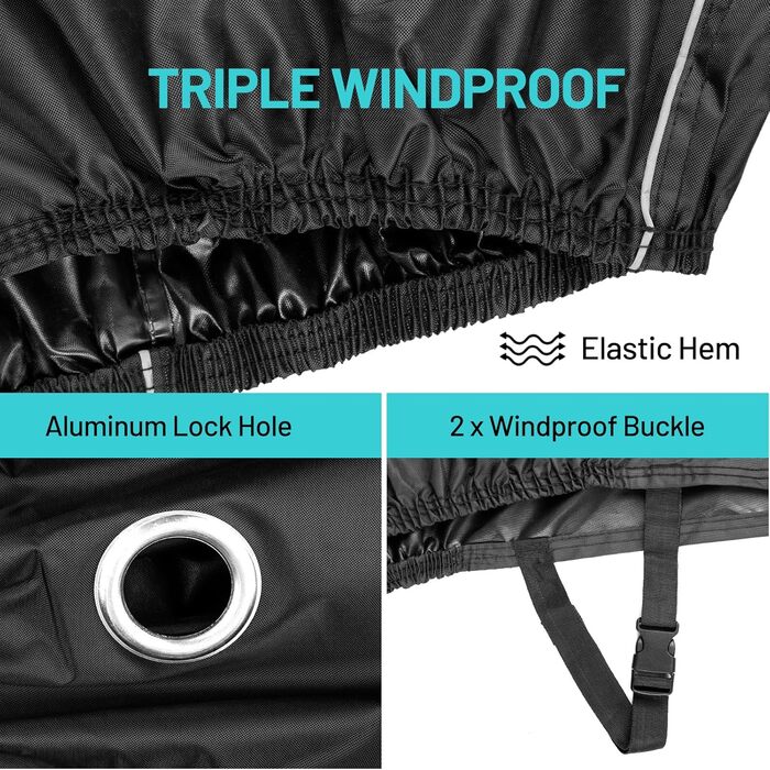 Водонепроникний чохол для мотоцикла Favoto, 220x105x130 см, з відбиваючими смугами та отвором для замка