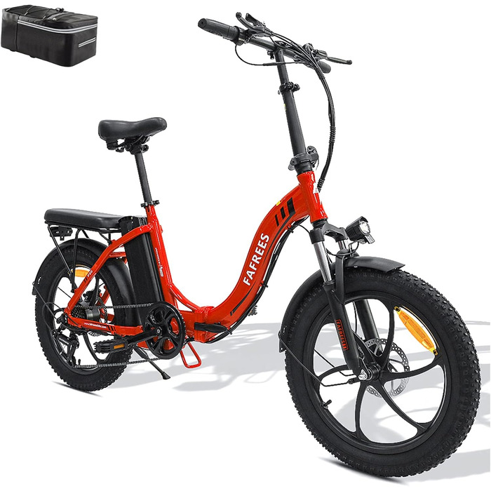 Електровелосипед Fafrees F20 складаний 20 дюймів, 250W, 36V 16Ah, для міста та бездоріжжя, фетбайк, до 150 кг, червоний