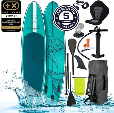 Надувна SUP-дошка BRAST Shark 300-320 см з аксесуарами: весло 2-в-1, сидіння для каяка, тримач для камери, ремінь на ногу, насос, рюкзак, гарантія 5 років