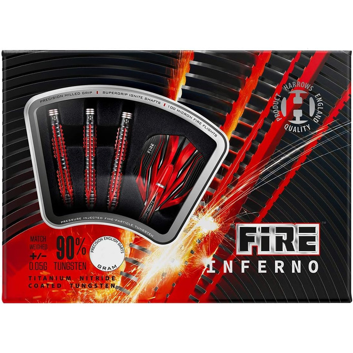 Дротики Harrows Fire Inferno 90% вольфраму 21 г, сталевий наконечник