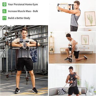GoFitness Силовий тренажер Push Down Bar для грудних м’язів, рук, плечей, спини та преса, 50 кг, для дому, чорний — екпандер для чоловіків