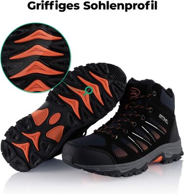 Черевики для піших прогулянок Softshell для жінок та чоловіків, зимові, утеплені, розмір 38 EU, темно-синій, чорний, помаранчевий