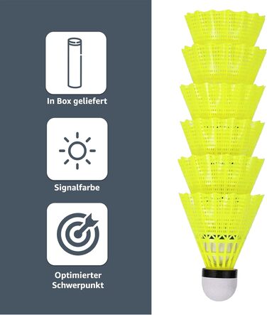 Жовті воланчики для бадмінтону: для тренувань та змагань. 12 шт.