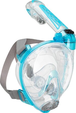 Маска для снорклінгу CRESSI Duke Action Full Face (M/L) - Повнолицьова маска з тримачем для камери, 100% силікон, безпечна від CO2, прозора/аквамарин